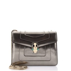 Serpenti Forever Square Shoulder Bag Metallic Leather Small