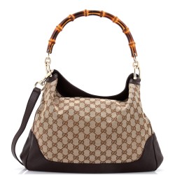 Diana Bamboo Shoulder Bag GG Canvas Medium