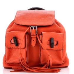 Bamboo Tassel Backpack Leather Medium