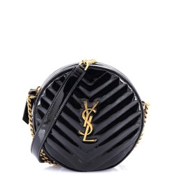Vinyle Round Camera Bag Matelasse Chevron Patent