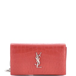 Classic Monogram Wallet on Chain Crocodile Embossed Leather