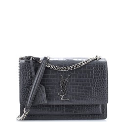 Sunset Crossbody Bag Crocodile Embossed Leather Medium