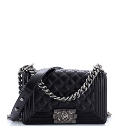 Boy Flap Bag Quilted Caviar Small