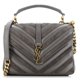 Classic Monogram College Bag Matelasse Chevron Leather and Suede Medium