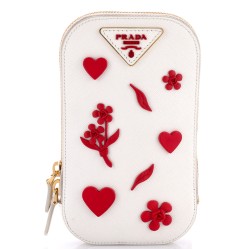 Zip Phone Holder Crossbody Bag Saffiano Leather
