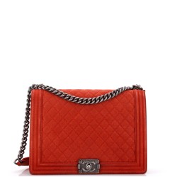 Boy Flap Bag Quilted Matte Caviar Large