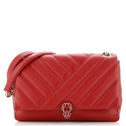 Serpenti Cabochon Shoulder Bag Diagonal Quilted Leather Medium