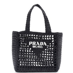 Triangle Logo Open Tote Raffia Small
