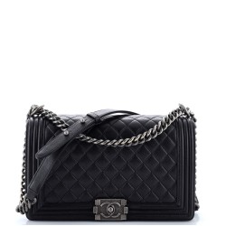 Boy Flap Bag Quilted Caviar New Medium