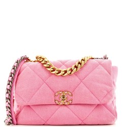 19 Flap Bag Quilted Denim Large