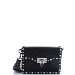 Rolling Rockstud Crossbody Bag Leather with Cabochons Small
