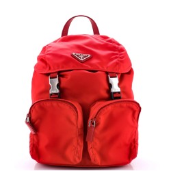 Vela Double Front Pocket Backpack Tessuto with Saffiano Leather Mini