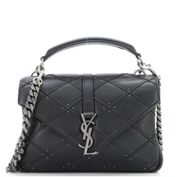 Classic Monogram College Bag Studded Quilted Leather Medium