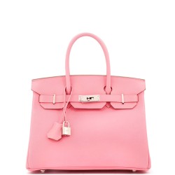 Birkin Handbag Rose Confetti Epsom with Palladium Hardware 30