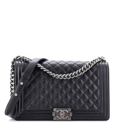 Boy Flap Bag Quilted Caviar New Medium
