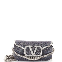 VLogo Loco Flap Shoulder Bag Embellished Leather Small