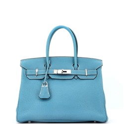 Birkin Handbag Bleu Jean Togo with Palladium Hardware 30