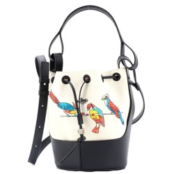 Paula's Ibiza Balloon Bucket Bag Printed Canvas and Leather Small