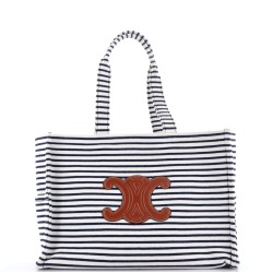 Cabas Thais Tote Triomphe Striped Canvas Large