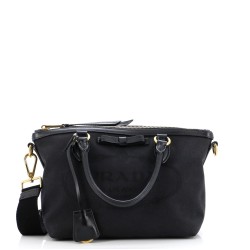 Logo Convertible Zip Tote Canvas with Leather Small