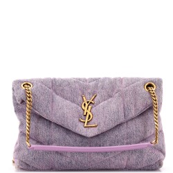 Loulou Puffer Shoulder Bag Quilted Vintage Denim Small