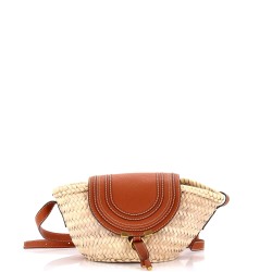 Marcie Basket Bag Raffia and Leather Small