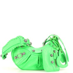 Le Cagole Giant Studs Shoulder Bag Leather with Crystals XS