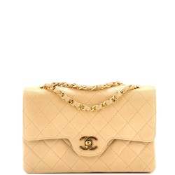 Vintage Chain Curved Double Flap Bag Quilted Lambskin Medium