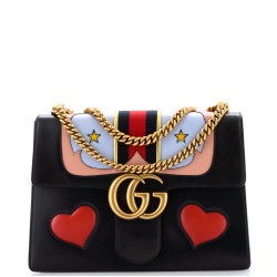 Web Heart GG Marmont Chain Shoulder Bag Leather Medium