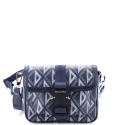 Hit the Road Flap Crossbody Bag CD Diamond Coated Canvas and Leather Mini