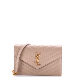 Classic Monogram Wallet on Chain Matelasse Chevron Leather Small