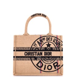 Book Tote Embroidered Jute Canvas Small