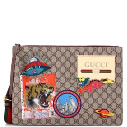 Courrier Messenger Bag GG Coated Canvas with Applique