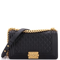 Boy Flap Bag Quilted Caviar Old Medium
