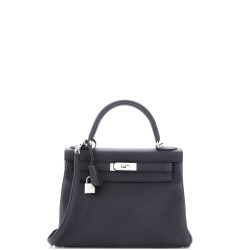 Kelly Handbag Noir Togo with Palladium Hardware 28
