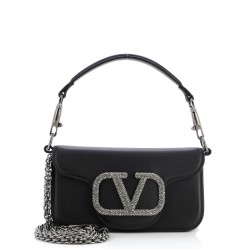 VLogo Loco Flap Shoulder Bag Leather with Crystals Small