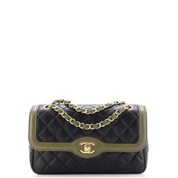 Two Tone Flap Bag Quilted Lambskin Small