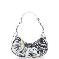 Le Cagole Graffiti Giant Studs Shoulder Bag Leather XS