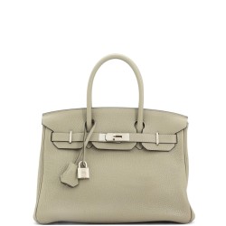 Birkin Handbag Sauge Clemence with Palladium Hardware 30