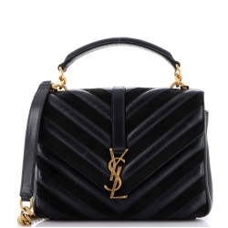 Classic Monogram College Bag Matelasse Chevron Leather and Suede Medium