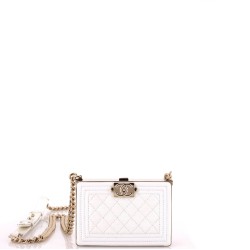 Boy Chain Box Minaudiere Quilted Patent