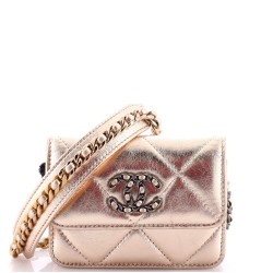 19 Flap Coin Purse With Chain Quilted Leather