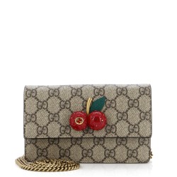 Cherries Wallet on Chain GG Coated Canvas Mini