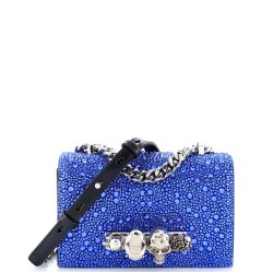 Jewelled Flap Satchel Crystal Embellished Studded Leather Mini