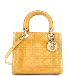 Lady Dior Bag Cannage Quilt Patent Medium