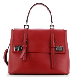 Dual Flap Double Turn Lock Satchel City Calfskin Medium