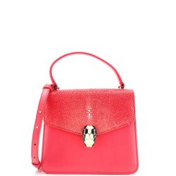 Serpenti Forever Top Handle Bag Leather and Stingray Small