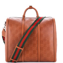 Convertible Duffle Bag GG Embossed Perforated Leather Tall
