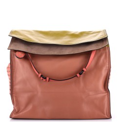 Palio Fold Over Tote Colorblock Nappa Leather With Intrecciato Detail