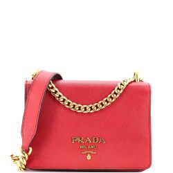 Chain Flap Crossbody Bag Saffiano Leather Mini